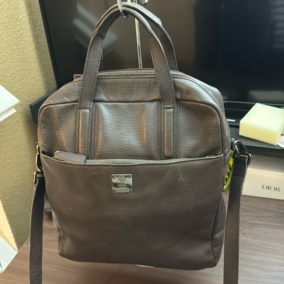 MCM Brown Leather Laptop Bag